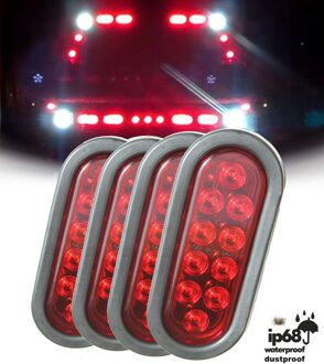 4 Stuks 6 "Rode Surface Mount 10 Leds Stop Turn Achterlicht Abs 12V Bus Vrachtwagen Rv Auto licht Montage Autolichten