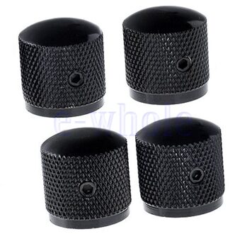 4 Stuks 6Mm Metal Dome Tone Gitaar Volume Tone Knoppen Potentiometer Control Knoppen Voor Elektrische Gitaar Bas zwart