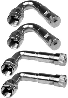4 Stuks 90 Graden Messing Air Tyre Stem Met Uitbreiding Adapter Voor Auto Vrachtwagen Motorfiets (Zilver) zilver 90 45