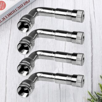 4 Stuks 90 Graden Messing Air Tyre Stem Met Uitbreiding Adapter Voor Auto Vrachtwagen Motorfiets (Zilver) zilver 90