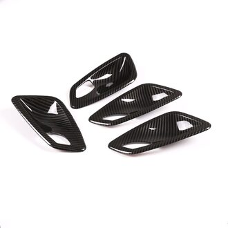 4 Stuks Abs Chrome/Carbon Fiber Textuur Inner Deurklink Kom Decoratie Deksel Auto Accessoires Voor Bmw E90 3 serie 2005 koolstofvezel