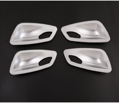 4 Stuks Abs Chrome/Carbon Fiber Textuur Inner Deurklink Kom Decoratie Deksel Auto Accessoires Voor Bmw E90 3 serie 2005 zilver