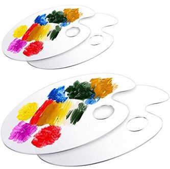 4 Stuks Acryl Verf Palet Ovale Verf Palet Art Palet Voor Diy Art Craft Schilderen, 2 Maten, 11.8X7.9 In,10X6 In