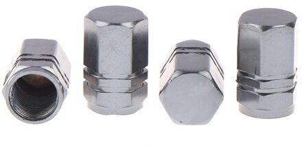 4 Stuks Aluminium Dust Valve Cap Fiets Auto Autoband Wiel Hexagon Cover Set Donkergrijs
