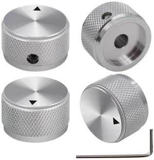 4 Stuks Aluminium Potentiometer Kartelknop Volume Audio Elektrische Gitaar Bas Schroef Type 25X15.5Mm (Dh) zilver