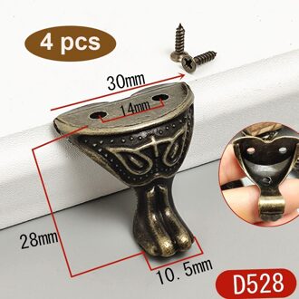 4 Stuks Antiek Messing Sieraden Borst Houten Doos Kast Decoratieve Voeten Been Hoek Protector Metalen Ambachten Voor Meubels Hardware