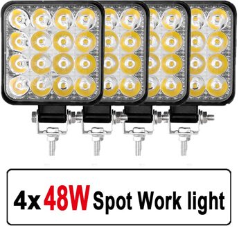 4 Stuks Auto Led Bar Worklight 48W 12V Offroad Mist Lamp 16 Led Lamp Tractor Koplamp lampen Spotlight Voor Truck Atv 4 I