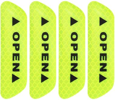 4 Stuks Auto Open Reflecterende Tape Waarschuwing Mark Reflecterende Open Opmerking Fiets Accessoires Exterieur Auto Deur Stickers Diy groen