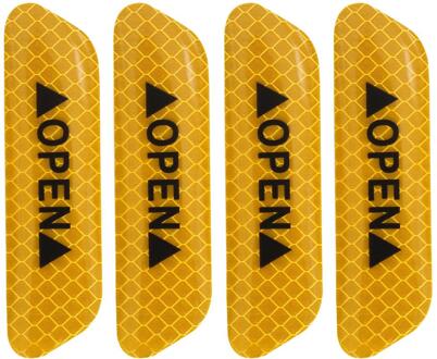 4 Stuks Auto Open Reflecterende Tape Waarschuwing Mark Reflecterende Open Opmerking Fiets Accessoires Exterieur Auto Deur Stickers Diy oranje