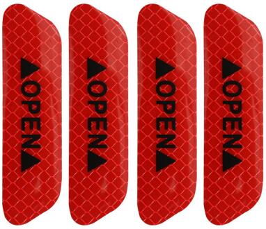 4 Stuks Auto Open Reflecterende Tape Waarschuwing Mark Reflecterende Open Opmerking Fiets Accessoires Exterieur Auto Deur Stickers Diy rood