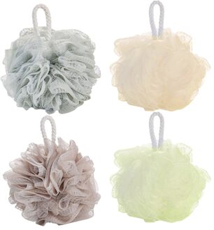 4 Stuks Bad Bal Grote Comfortabl Effen Kleur Douche Bal Mesh Poef Mesh Spons Voor Bad