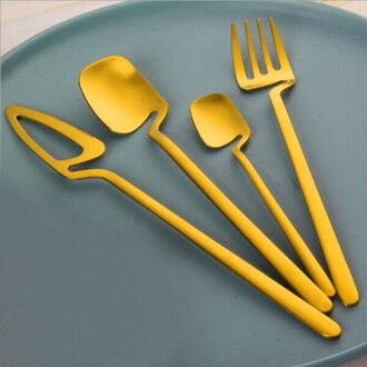 4 Stuks Bestek Bestek Set Soep Koffie Ijs Desserts Rvs goud