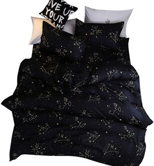 4 Stuks Black Star Dekbedovertrek Beddengoed Set Jongen Dubbele Bed 1 Dekbedovertrek 2 Kussensloop 1 Laken Koning-koningin Beddengoed Kit