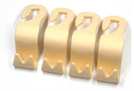 4 Stuks Car Seat Terug Haken Multifunctionele Auto Voertuig Hoofdsteun Hanger Holder Achterbank Verborgen Planken Haken beige