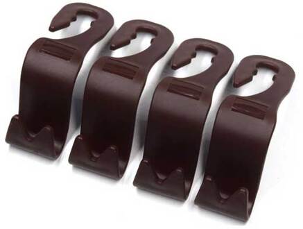 4 Stuks Car Seat Terug Haken Multifunctionele Auto Voertuig Hoofdsteun Hanger Holder Achterbank Verborgen Planken Haken bruin