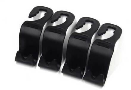 4 Stuks Car Seat Terug Haken Multifunctionele Auto Voertuig Hoofdsteun Hanger Holder Achterbank Verborgen Planken Haken zwart