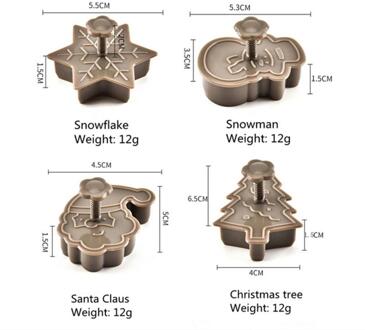 4 Stuks Cookie Stamp Biscuit Diy Mold Kerst 3D Cookie Cake Plunger Cutter Diy Druk Bakken Mallen Fondant Cake Decorating gereedschap Licht Groen