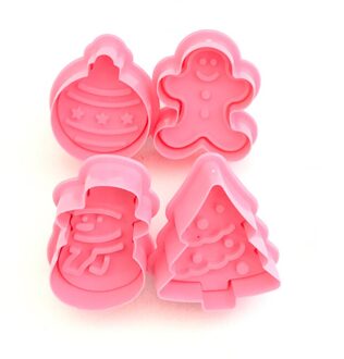 4 Stuks Cookie Stempel Biscuit Mold 3D Cookie Plunger Cutter Diy Bakvorm Peperkoek Huis Kerst Cookie Cutters