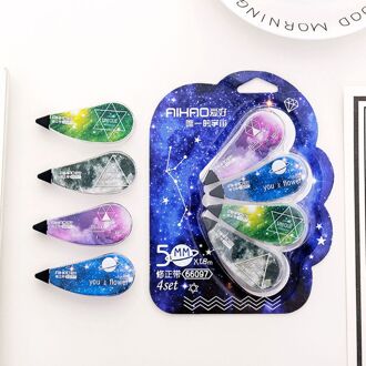 4 stuks Correctie Tape Set Fantastische Star Sky Briefpapier Corrigeren Tool Student Schoolbenodigdheden