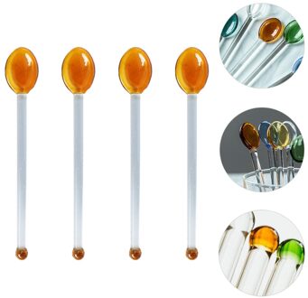 4 Stuks Creatieve Glas Koffie Lepels Dessert Scoop Cake Scoop Voor Thuis Cafe amber