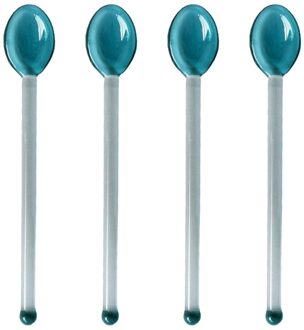 4 Stuks Creatieve Glas Koffie Lepels Dessert Scoop Cake Scoop Voor Thuis Cafe donker groen