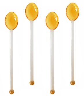 4 Stuks Creatieve Glas Koffie Lepels Dessert Scoop Cake Scoop Voor Thuis Cafe geel