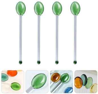 4 Stuks Creatieve Glas Koffie Lepels Dessert Scoop Cake Scoop Voor Thuis Cafe groen