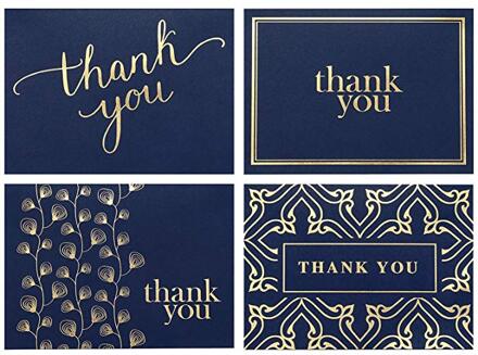 4 stuks dank u Kaarten lege gouden folie Notes Kaarten met envelop 4x6 inch cardstock papier briefpapier voor bruiloft uitnodigingskaarten