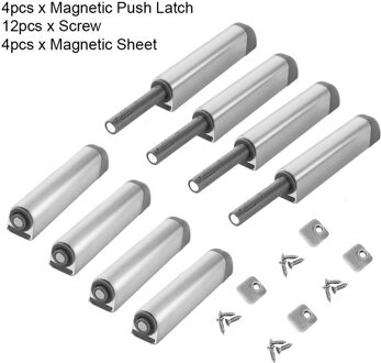 4 Stuks Deur Catch Voor Kast Corrosiebestendig Sterke Roestvrij Druk Om Open Zware Kast Magnetische Push Klink Quick