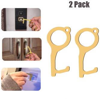 4 Stuks Draagbare Druk Lift Tool Hygiëne Hand Antimicrobiële Legering Edc Deuropener Deur Handvat Sleutel Metalen Draagbare Deuropener 2pack