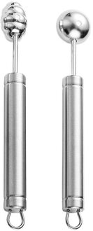 4 Stuks Fruit Bal Lepels Rvs Meloen Bal Lepels Fruit Baller Scoops Keuken Tool Fruit Vleesmes Ball Scoop zilver 1
