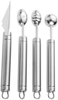 4 Stuks Fruit Bal Lepels Rvs Meloen Bal Lepels Fruit Baller Scoops Keuken Tool Fruit Vleesmes Ball Scoop zilver