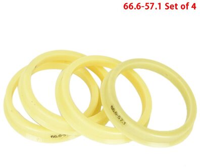 4 stuks geel Plastic Hub Centric Ringen Auto Wiel Boring Center Kraag 66.6-57.1mm Voor auto