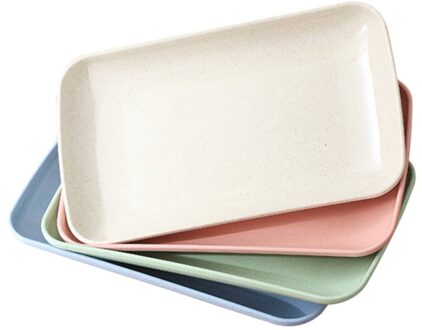 4 Stuks Gerechten Huishoudelijke Diner Plaat Voedsel Plaat Magnetron Beschikbaar Milieuvriendelijke Thuis Keukengerei (Roze, Groen, blauw, Worden afbeelding 1