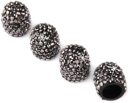 4 Stuks Handgemaakte Crystal Rhinestone Universal Car Ventieldopjes Chrome Stofdicht Auto Accessoires Wit Zwart Ventieldopjes