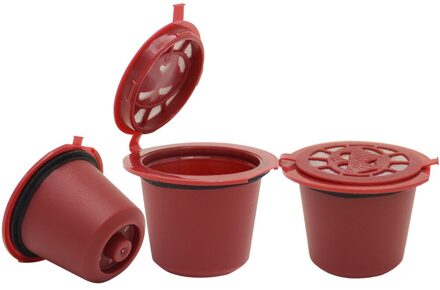 4 Stuks Herbruikbare Nespresso Capsules Cup Met Lepel Borstel Zwart Navulbare Koffie Capsule Bijvullen Filter Coffeeware 4stk rood