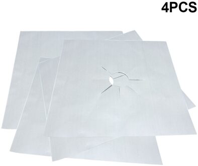 4 Stuks Herbruikbare Vel Gas Fornuis Liner Protector Cover Gasfornuis Oven Bescherming Pad (27X27Cm) FBS889 Zilver