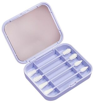 4 Stuks Herbruikbare Wattenstaafje Oor Reiniging Cosmetische Siliconen Knoppen Swabs Sticks Met Make-Up Spiegel Voor Cleaning Up blauw