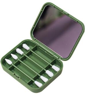 4 Stuks Herbruikbare Wattenstaafje Oor Reiniging Cosmetische Siliconen Knoppen Swabs Sticks Met Make-Up Spiegel Voor Cleaning Up groen