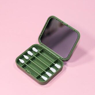 4 Stuks Herbruikbare Wattenstaafje Oor Reiniging Cosmetische Siliconen Knoppen Swabs Sticks Voor Cleaning Up Touch-Ups Dubbele-headed groen