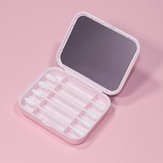 4 Stuks Herbruikbare Wattenstaafje Oor Reiniging Cosmetische Siliconen Knoppen Swabs Sticks Voor Cleaning Up Touch-Ups Dubbele-headed Roze