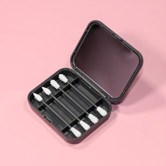 4 Stuks Herbruikbare Wattenstaafje Oor Reiniging Cosmetische Siliconen Knoppen Swabs Sticks Voor Cleaning Up Touch-Ups Dubbele-headed zwart