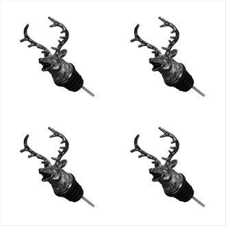 4 Stuks Herten Hoofd Wijn Schenker Bar Accessoires Voor Whisky Brandy Vodka Wijnfles Charm Topper 4 Kleuren Zinklegering thuis Bar Tool 4stk geweer kleur