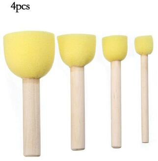 4 Stuks Houten Handvat Spons Borstel Meubels Craft Spons Verf Schuim Voor Kinderen Vroeg Speelgoed Spons Tool