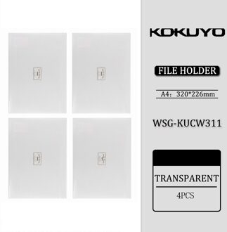 4 Stuks Japan Kokuyo WSG-KUCW311 A4 Dubbele Zak Lichte Kleur Dunne Gedeelte Informatie Boek Test Papieren Zak Bestand Zak transparant 4stk