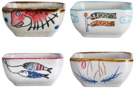 4 Stuks Keramische Plaat Kruiden Lade Saus Schotel Snack Desser Platen (Willekeurige Stijl)