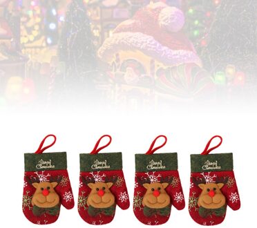 4 Stuks Kerst Cutter En Vorken Zak Bestek Houder Candy Bags Kerst Decoratie (Santa Claus) zoals getoond 2