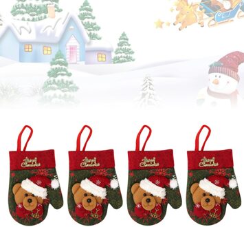 4 Stuks Kerst Cutter En Vorken Zak Bestek Houder Candy Bags Kerst Decoratie (Santa Claus) zoals getoond 3