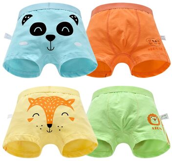 4 Stuks Kinderen Ondergoed Leuke Beer Slipje Cartoon Vos Onderbroek Katoenen Boxershorts Kids Jongen Comfortabele Shorts S 1-3years old
