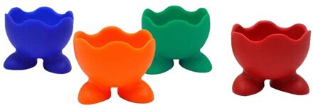 4 Stuks Kleurrijke Zachte Siliconen Ei Cup Gekookt Ei Portie Cup Eiertray Ei Houders Stands